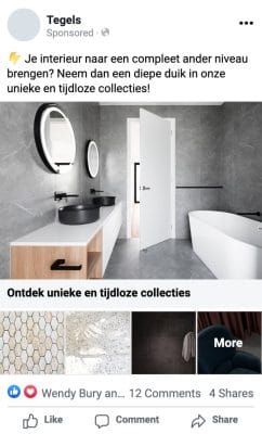 Mockup van een Facebook Instant Experience advertentie